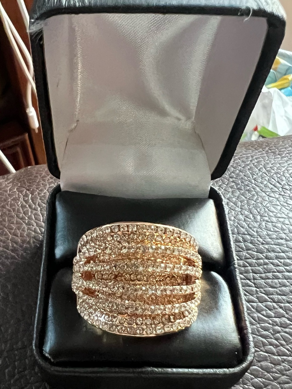Lane Bryant Gold-Tone Crystal Multi-Row Statement Ring